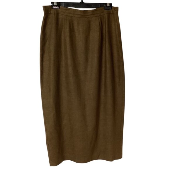 Vintage Ducci Brown Linen‎ Pencil Skirt Fully Lined - Women's Size 14 - Picture 1 of 5